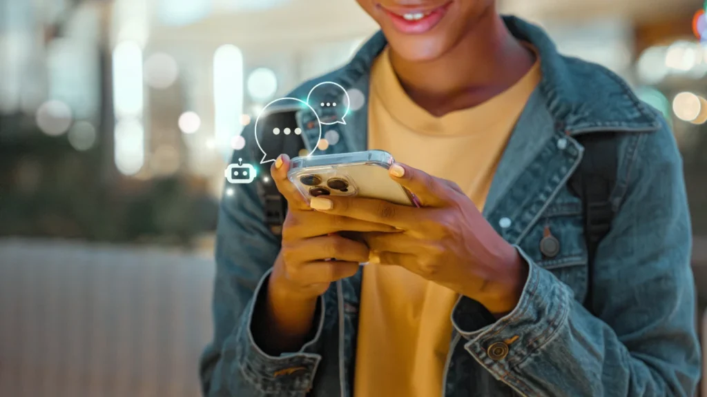 User scrolling phone showing impact of social media marketing
